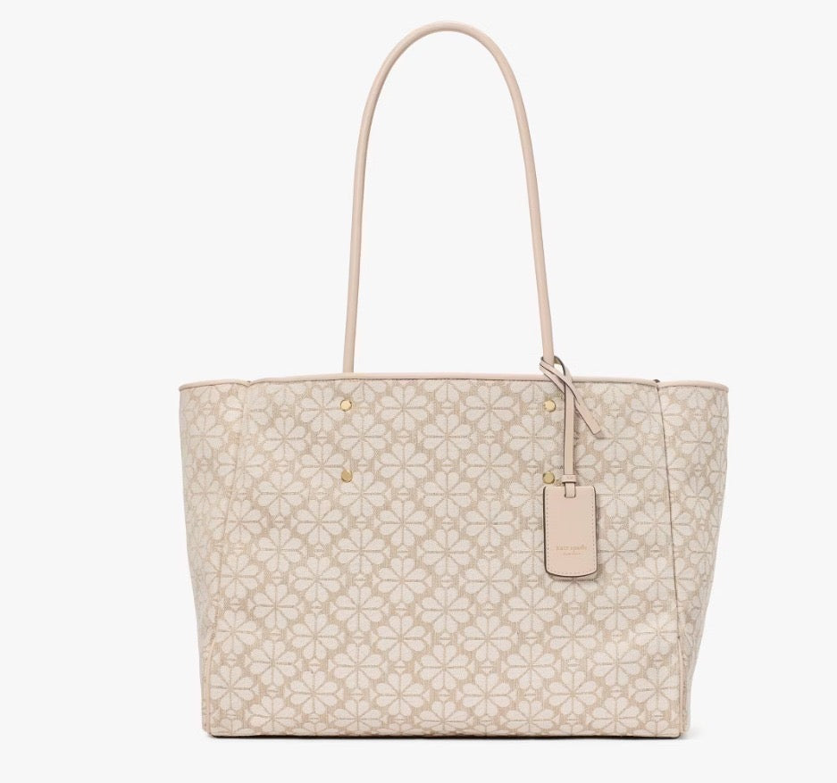 NWT Kate Spade Spade Flower Jacquard Large Everything Tote — Natural Multi (KK609)
