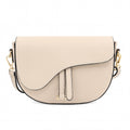 Genuine Leather Saddle Crossbody Bag – Made in Italy: Latte