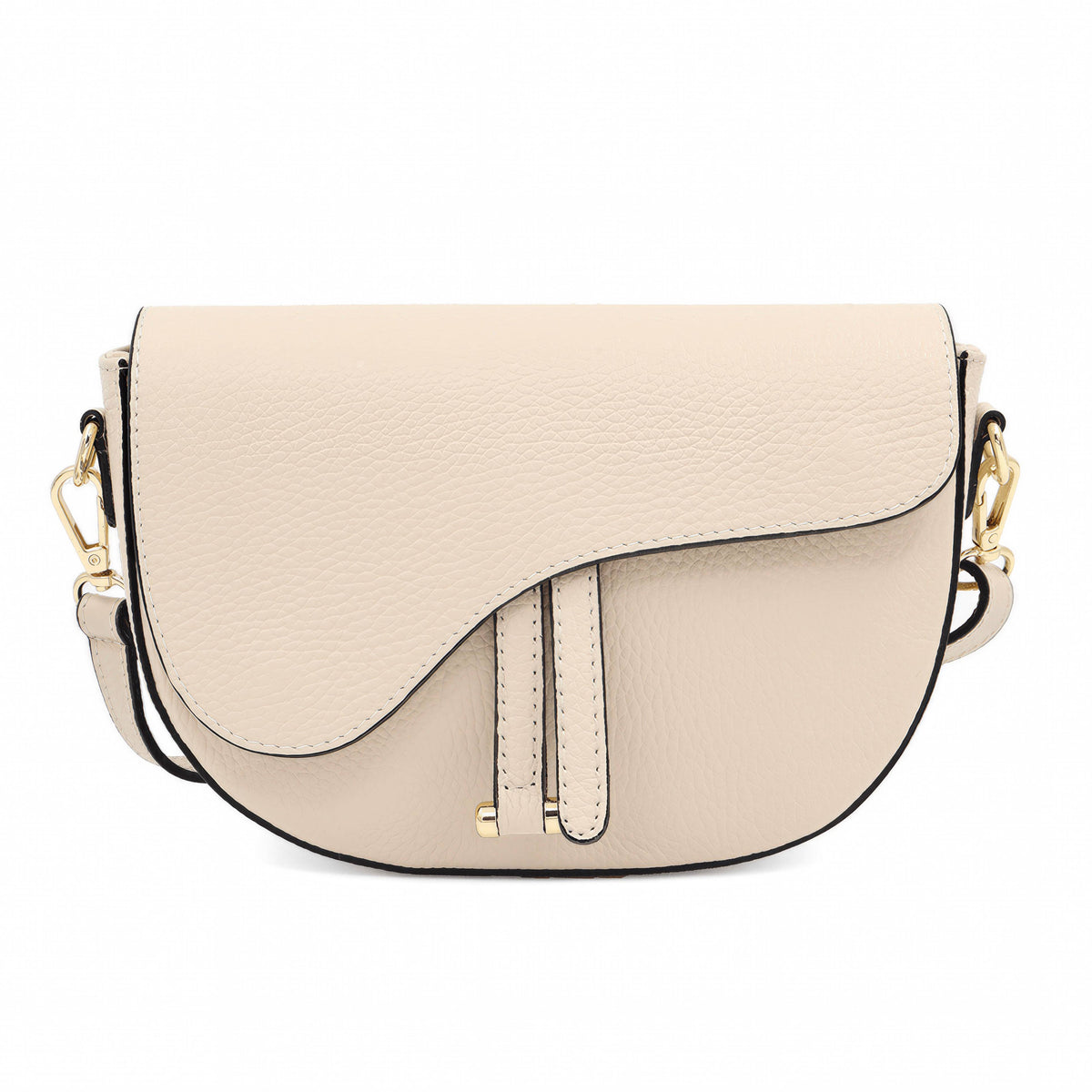 Genuine Leather Saddle Crossbody Bag – Made in Italy: Latte