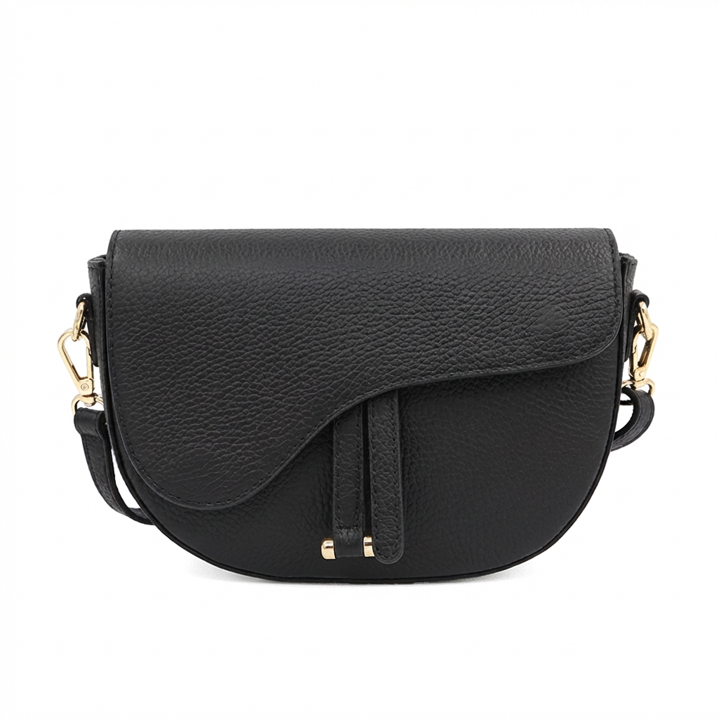 Genuine Leather Saddle Crossbody Bag – Made in Italy: Latte
