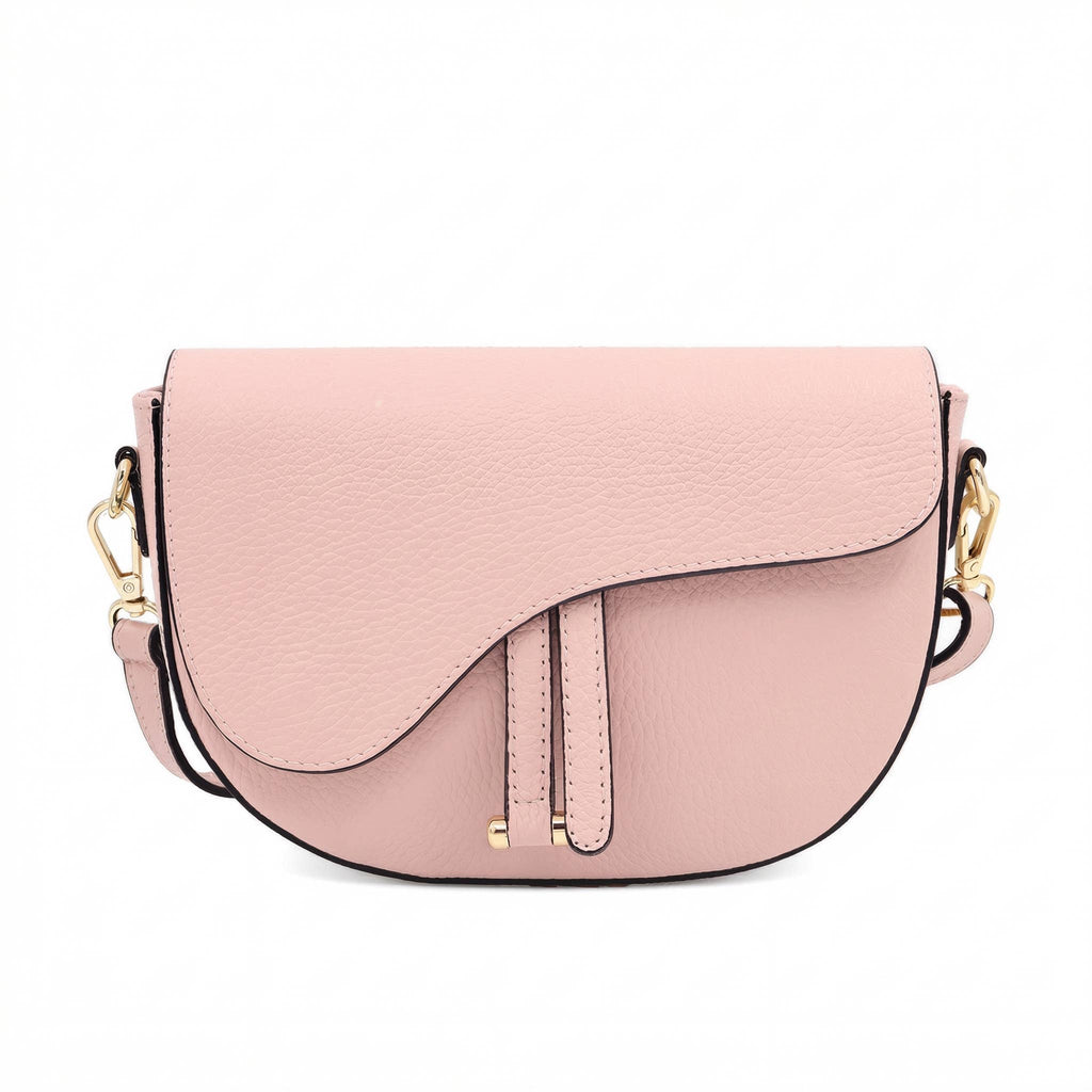 Genuine Leather Saddle Crossbody Bag – Made in Italy: Latte