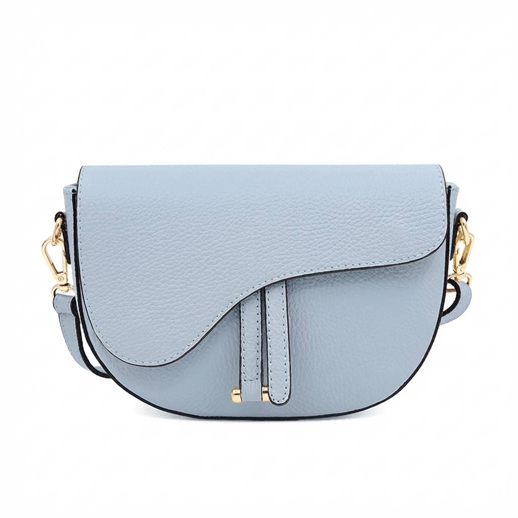 Genuine Leather Saddle Crossbody Bag – Made in Italy: Latte