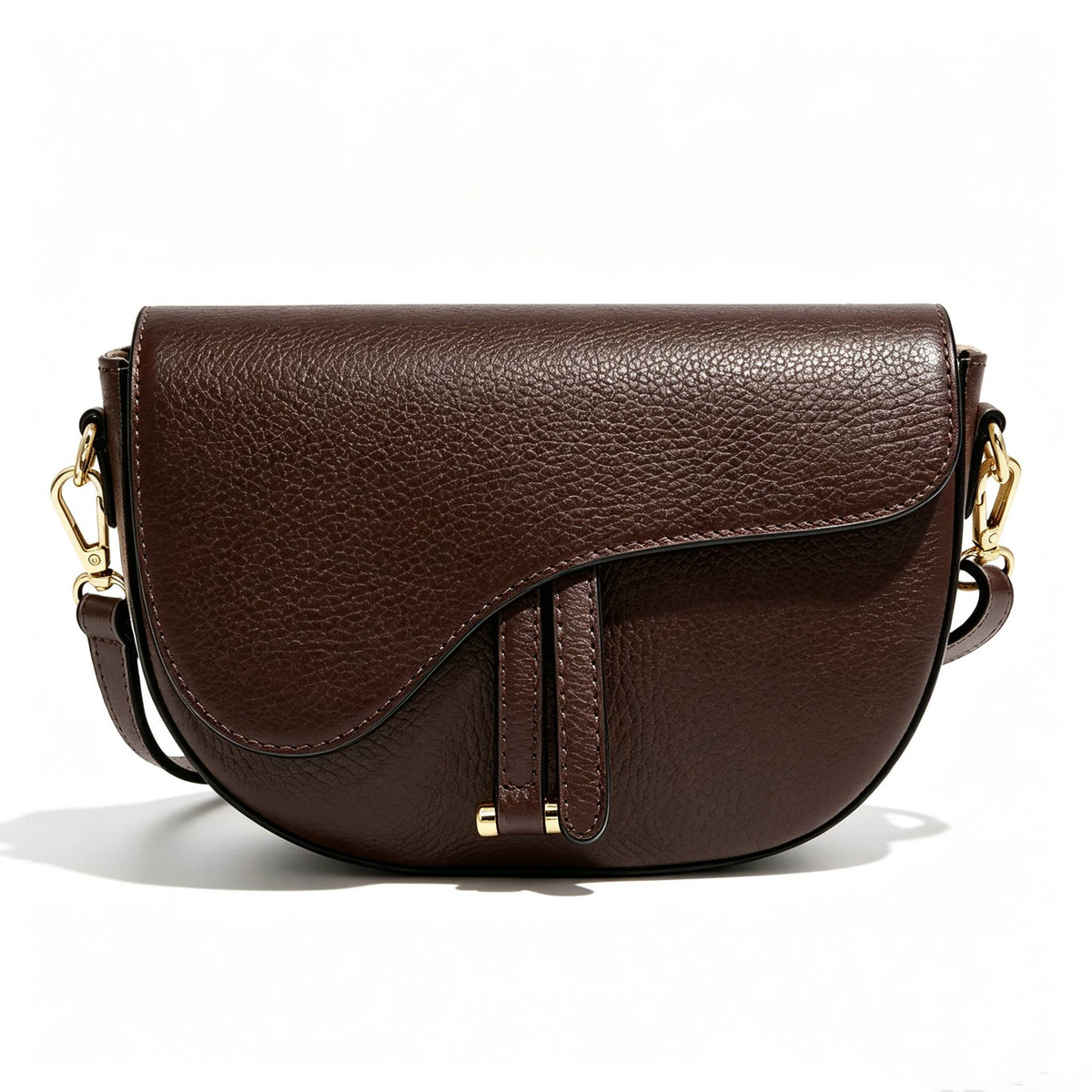 Genuine Leather Saddle Crossbody Bag – Made in Italy: Latte