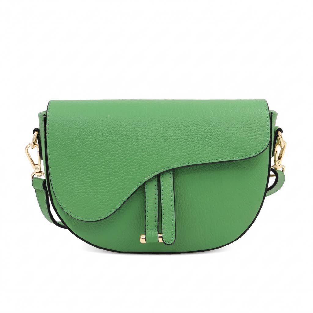 Genuine Leather Saddle Crossbody Bag – Made in Italy: Latte