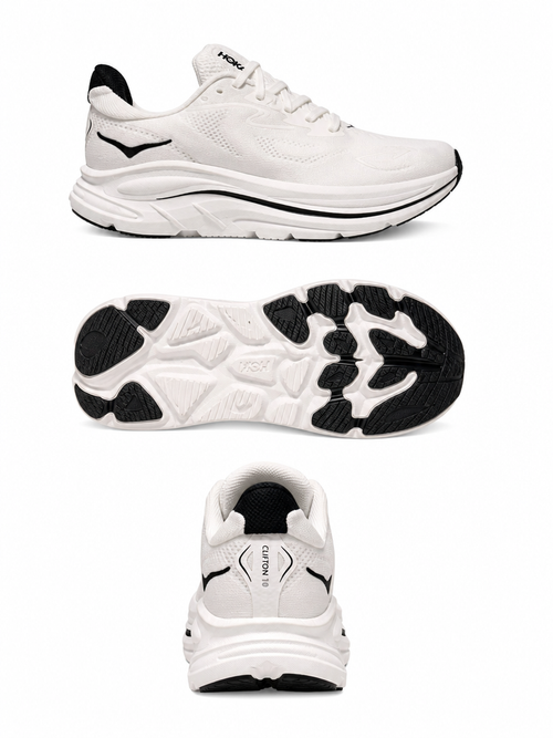 HOKA like style Clifton 10 running shoes - White / Black