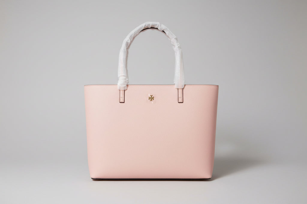 Tory Burch Pink Saffiano Leather Tote Bag — Gold Logo Hardware