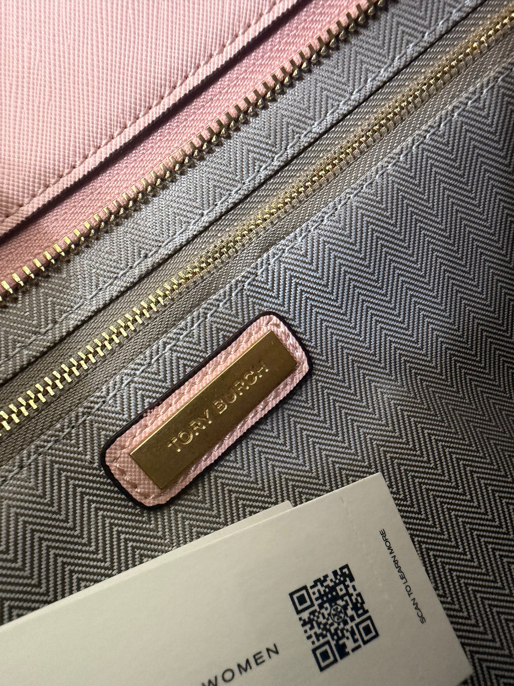 Tory Burch Pink Saffiano Leather Tote Bag — Gold Logo Hardware