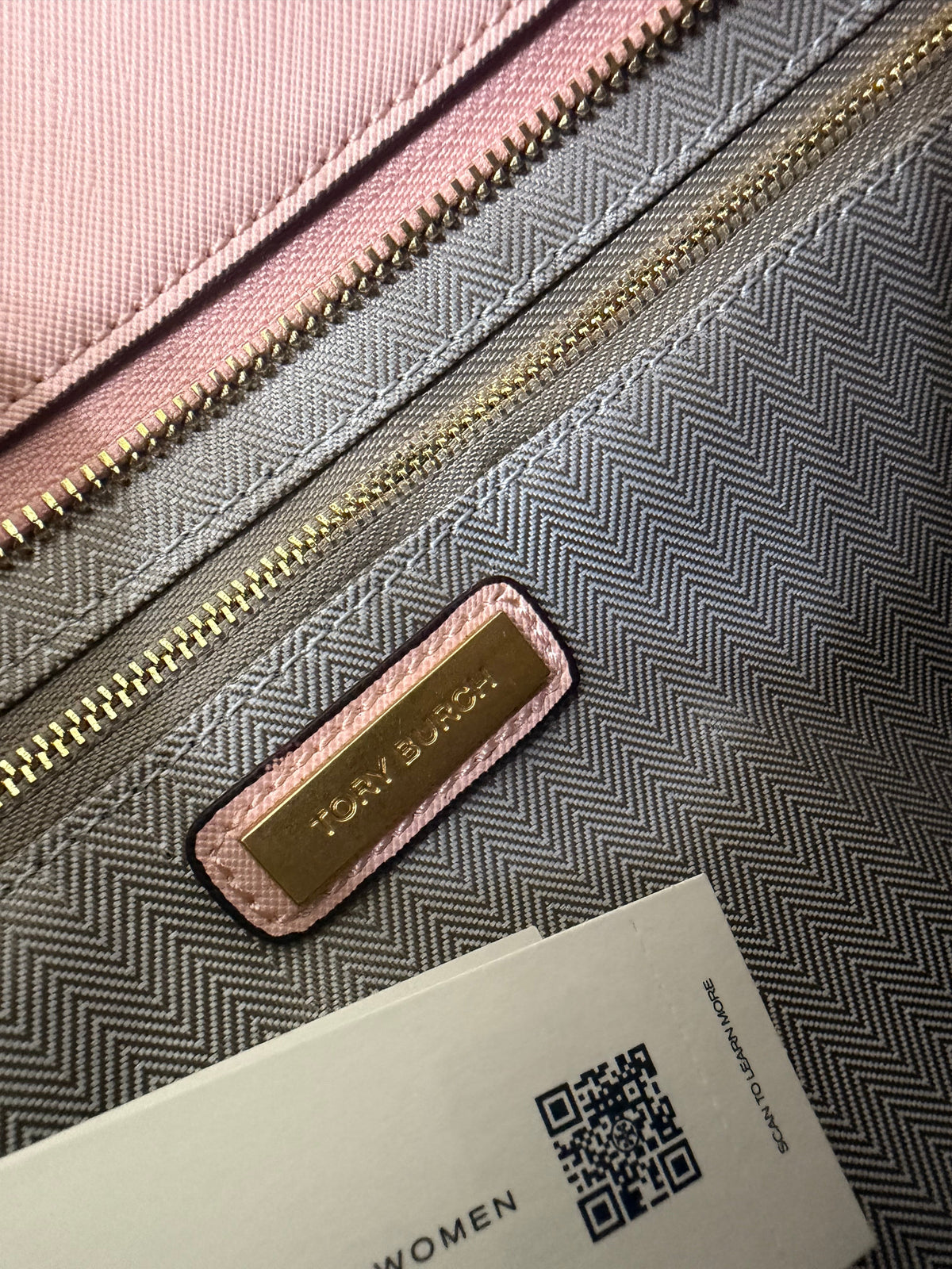 Tory Burch Pink Saffiano Leather Tote Bag — Gold Logo Hardware