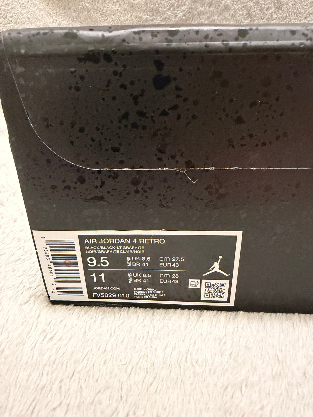 Air Jordan 4 Retro "Black Cat" (2025) – Men's US 9.5