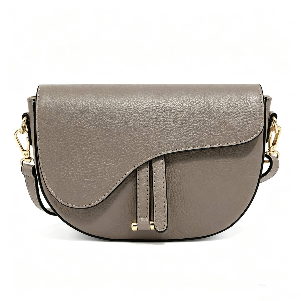 Genuine Leather Saddle Crossbody Bag – Made in Italy: Latte