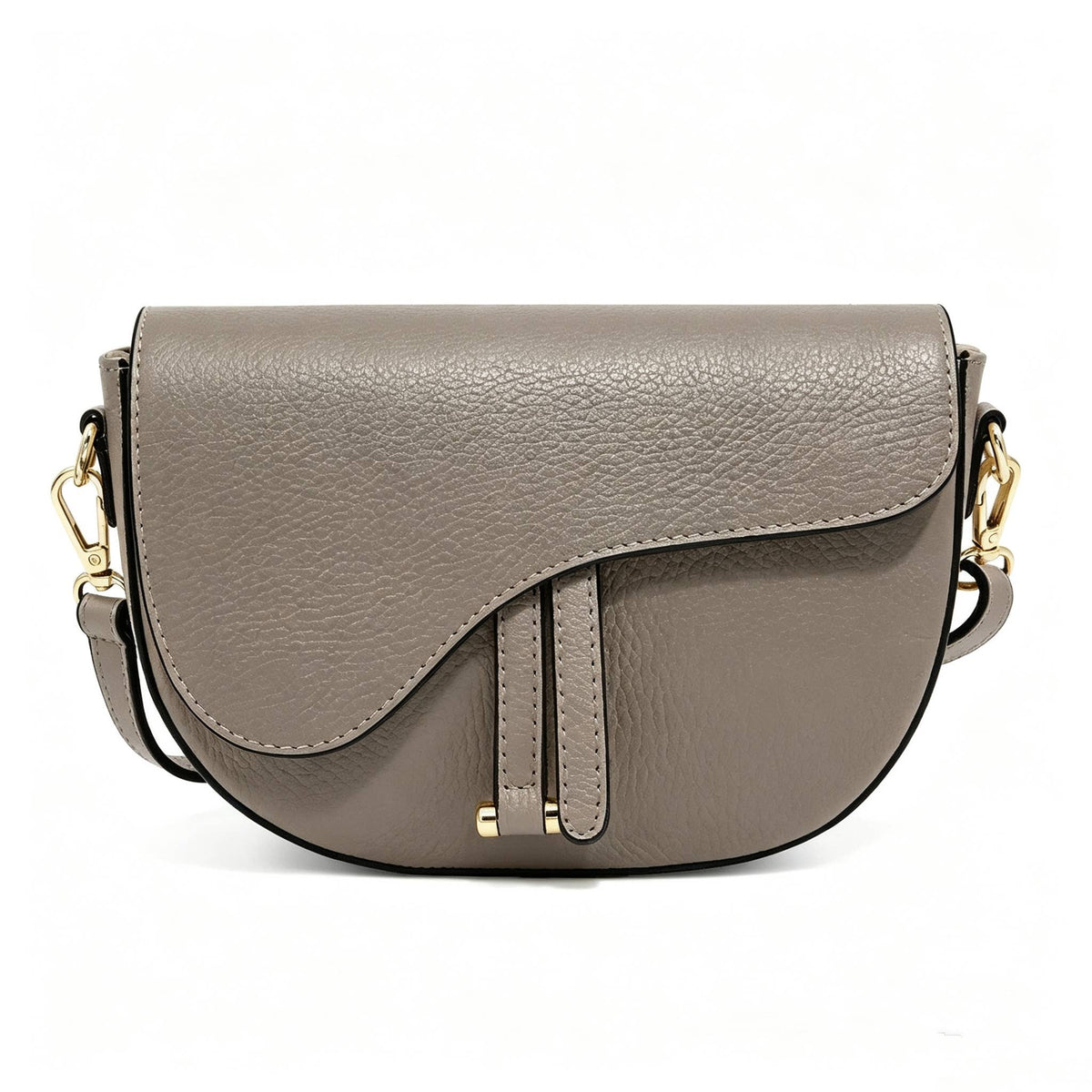 Genuine Leather Saddle Crossbody Bag – Made in Italy: Latte
