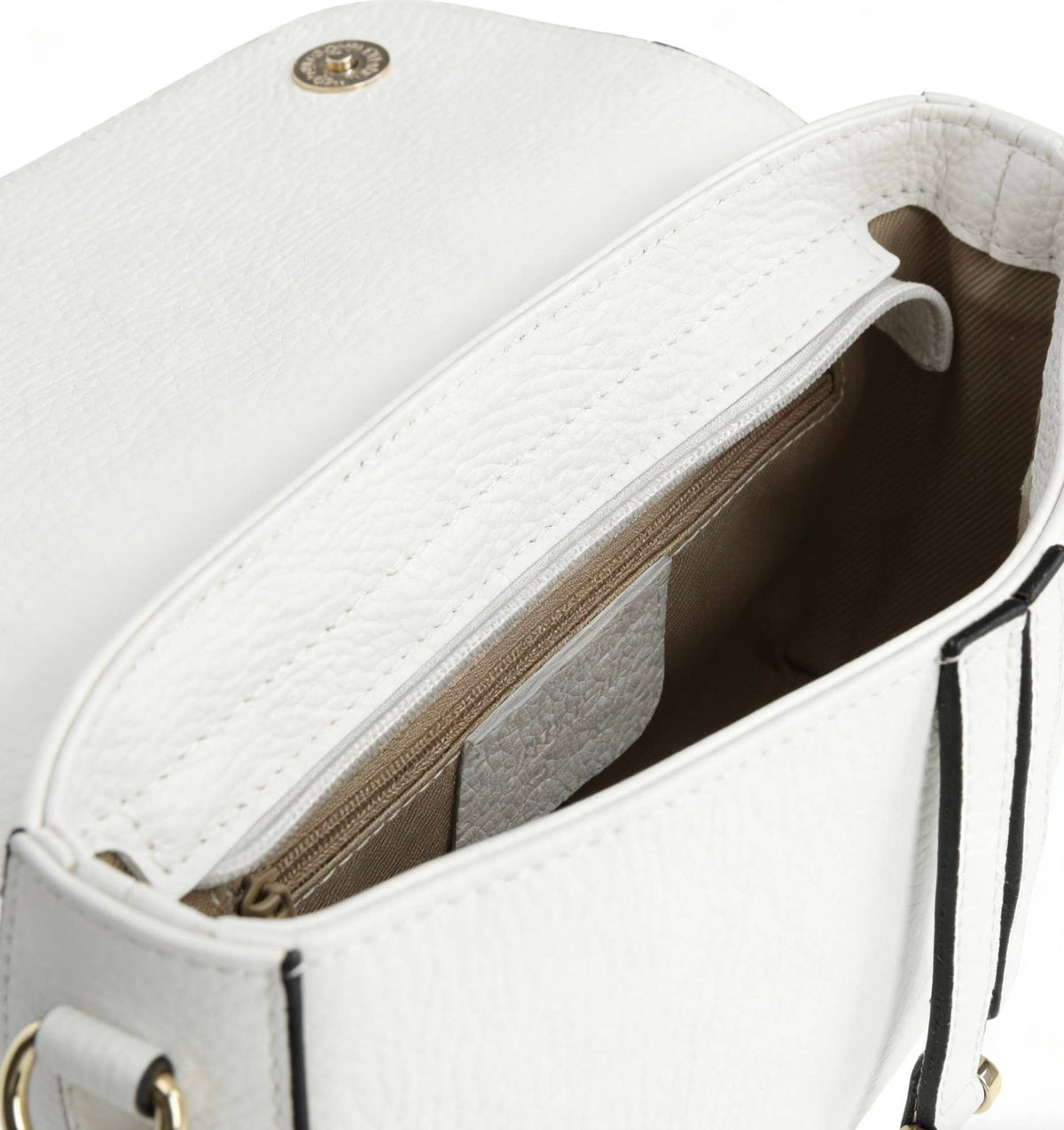 Genuine Leather Saddle Crossbody Bag – Made in Italy: Latte