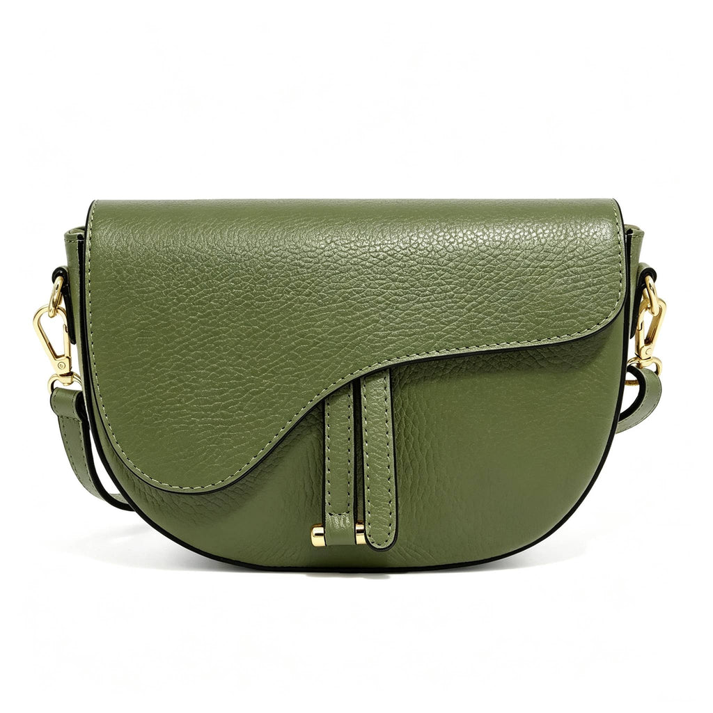 Genuine Leather Saddle Crossbody Bag – Made in Italy: Latte