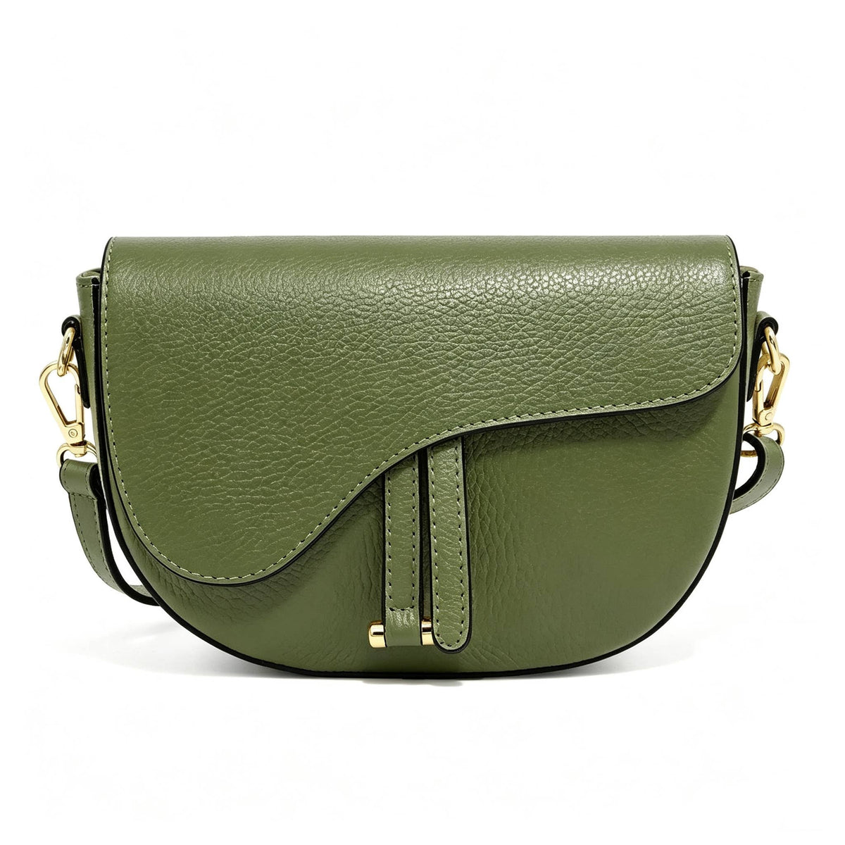 Genuine Leather Saddle Crossbody Bag – Made in Italy: Latte
