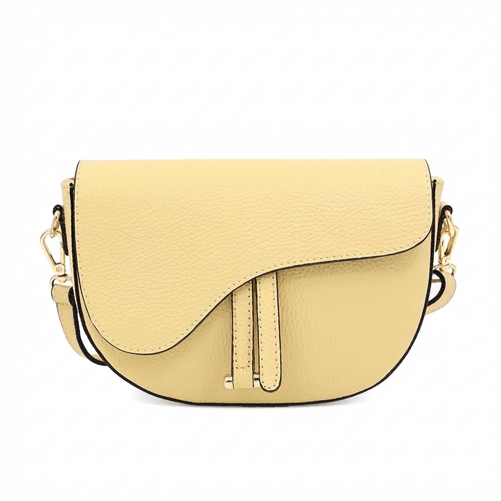 Genuine Leather Saddle Crossbody Bag – Made in Italy: Latte