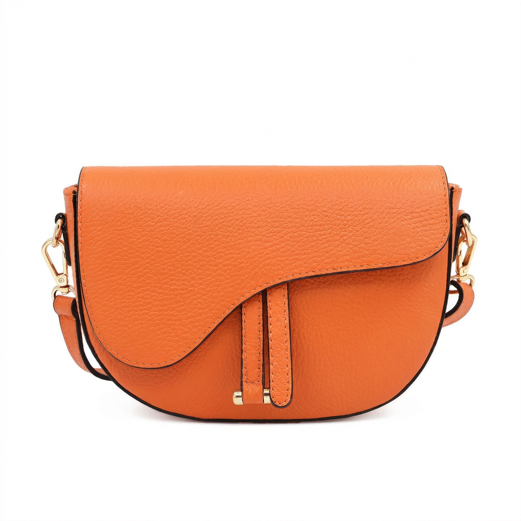Genuine Leather Saddle Crossbody Bag – Made in Italy: Latte