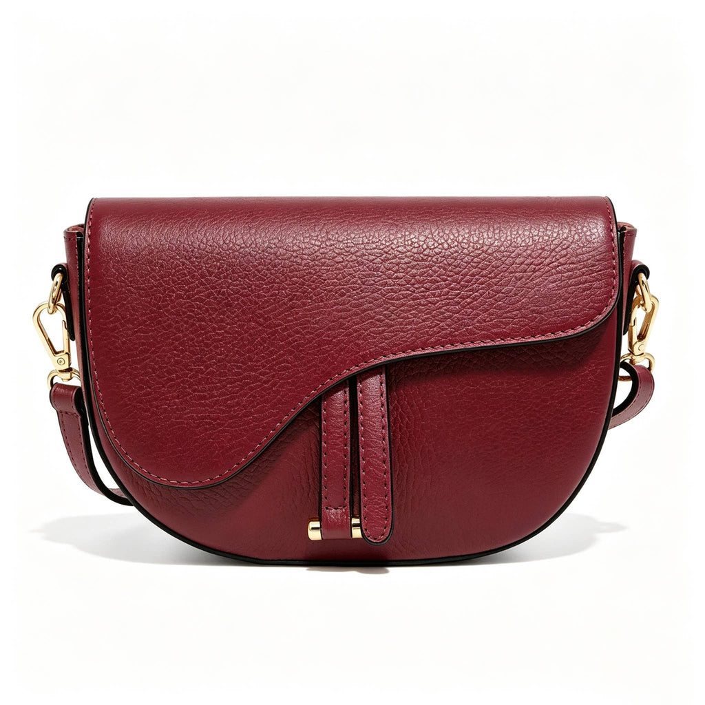 Genuine Leather Saddle Crossbody Bag – Made in Italy: Latte