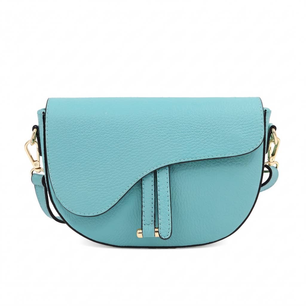 Genuine Leather Saddle Crossbody Bag – Made in Italy: Latte