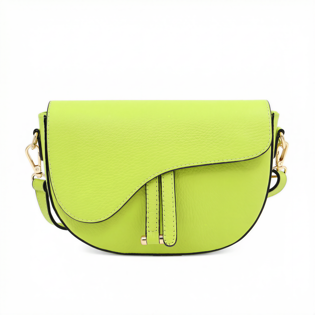Genuine Leather Saddle Crossbody Bag – Made in Italy: Latte